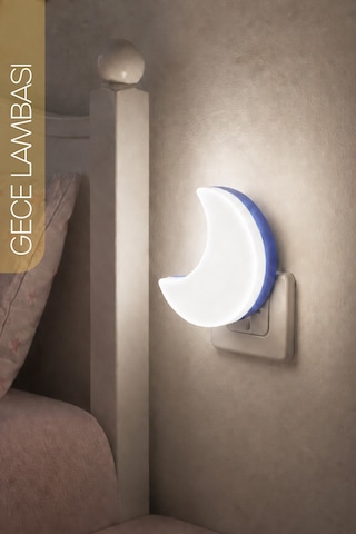 Yarım Ay Gece Lambası On/off Tuşlu Koridor Hol Işığı Uyuma Işığı Beyaz K6975