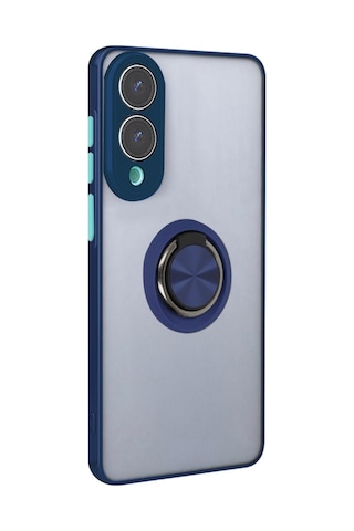 Galaxy Uyumlu- S25 Edge Kılıf Montreal Yüzüklü Silikon Kapak - Lacivert Çok Renkli