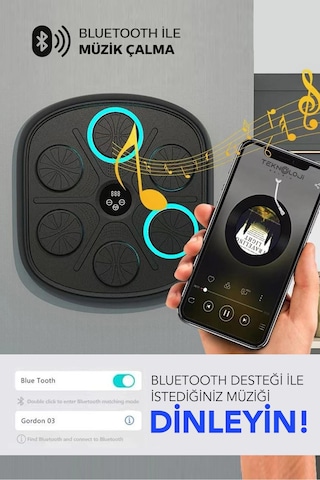 Bluetooth Hoparlör Boks Eğitim Makinesi Rgb Müzikli Genç Yetişkin Boks Egzersizi Eldiven