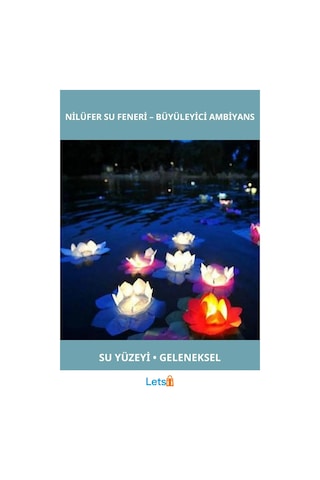 Nilüfer Su Geçirmez Fener 16cm T Light Mumlu Dilek Feneri 1 Adet