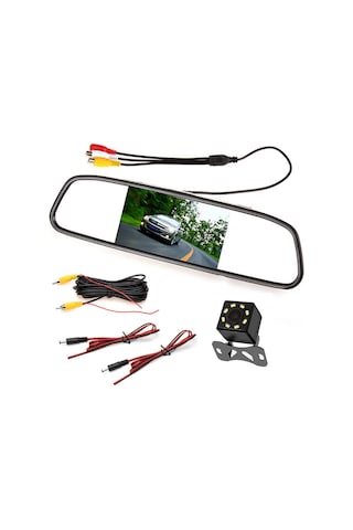 Rg-204 4.3'' Araba Dikiz Aynası Ekran Güvenlik Park Dikiz Aynası 8-led Kamera İle