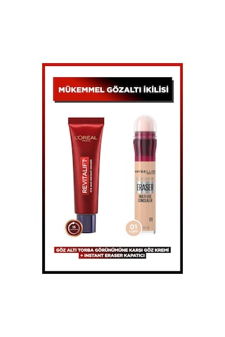 Revitalift Lazer Eyebag Göz Altı Torbalarına Karşı Göz Kremi + Instant Eraser 01 Light pktlazereyebagset2-10865
