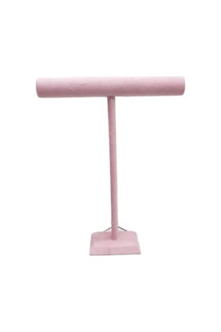 Süet Kaplama Pembe Renk Uzun 50/40 Cm Kolye - Tesbih Sergileme Standi