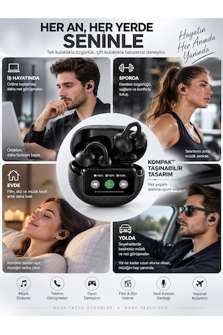 Ipx4 Su Geçirmez Ows Açık Kulak Kablosuz Kulaklık Bluetooth 6.0 Akıllı Led 300 Saat Bekleme Süresi
