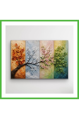Vaveni 4 Mevsim Ağaç Kanvas Tablo 20x30 Cm Arz Çok Renkli