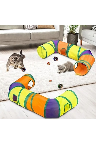 Lexroo Gökkuşağı Renkli Katlanır Kedi Ve Köpek Oyun Tüneli