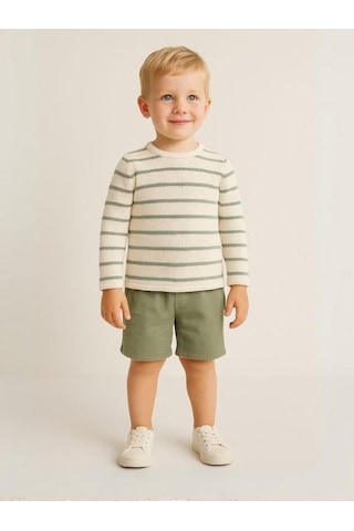 Nanica Kids Erkek Çocuk Çizgili Örme Uzun Kol T-shirt-15732 YESIL