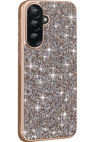 Samsung Galaxy Uyumlu A36 Kılıf Parlak Taşlı Tasarım Kamera Yükseltili Korumalı Kapak Pırlanta Gri