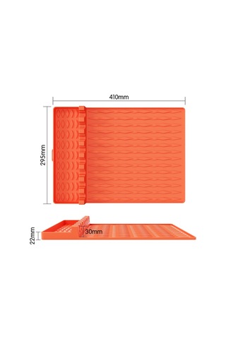 Ccgloball Barbekü Izgara Alet Minderi, Silikon Izgara Tavası Koruma Matı, Yağ Tahliye Matı, Kamp Yemek Rafı Turuncu