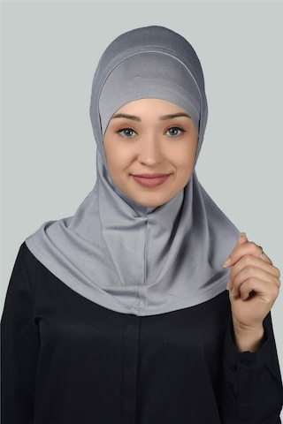 Altobeh İkili Set Pratik Eşarp Hazır Türban ve Hijab Tesettür Bonesi - Gri