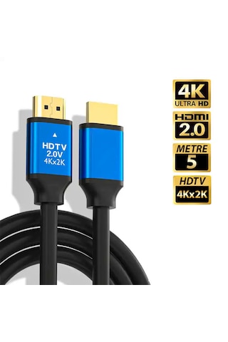 5 Metre 4k Ultra Hd 2.0v Alüminyum Başlık Altın Uçlu Hdmi Kablo