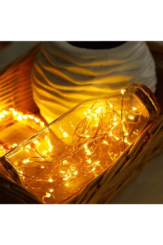 Ximistore9 Usb Kumandalı 8 Modlu Led Işık Askısı 10 Metre Bakır Tel Sıcak Beyaz Noel Halloween Düğün Dekorasyon Işıklı