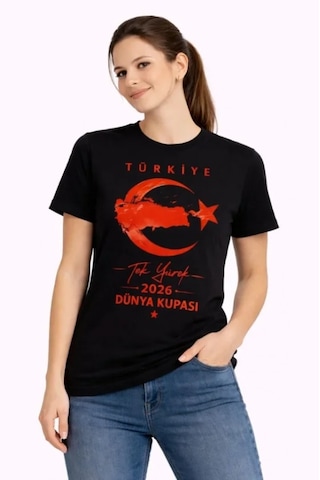 Efnaz Style Türkiye Ay Yıldız 2026 Dünya Kupasi Taraftar Forma T-shirt - Siyah