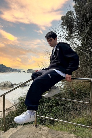 Flaw Nakışlı Zip Hoodie Siyah Siyah