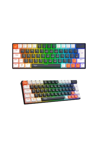 Mekanik Rgb Gaming Klavye 12 Farklı Işık Modu Hot Swap 64 Tuslu Double Shot Örgü Kablo Rgb Gaming Kablolu Oyuncu Klavyesi Mekanik Mavi Switch