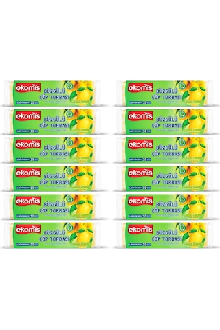 Ekomis Limon Kokulu Büzgülü Çöp Torbası Büyük Boy 10 Lu 12 Paket