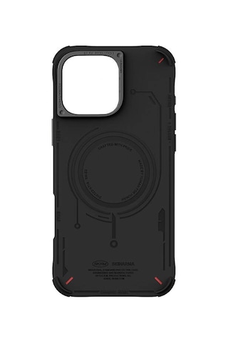 Apple iPhone 16 Pro Uyumlu Kılıf Magsafe Şarj Özellikli Metal Kamera Çerçeveli Skinarma Mecha Serisi Siyah