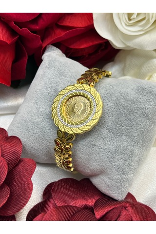 Yarım Altın Yeni Tarihli Kulplu 22 Ayar Sevgililer Gününe Özel Bileklik Hediye