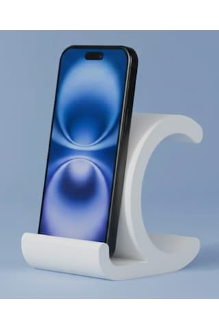 Dekoratif C Harfi Tasarımlı Masaüstü Akıllı Telefon Standı Ve Tutucu Beyaz
