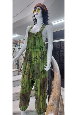 Hint Otantik Yıkamalı Taşlanmış Neon Şalvar Tulum Çok Renkli