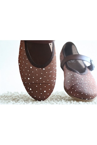 Ne&ve Shoes Kahve File Taşlı Tek Bantlı Kadın Rahat Ve Şık Babet Kahverengi