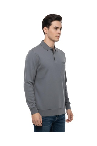 Baglan Erkek Büyük Beden Polo Yaka Cepli Selanik Sweatshirt Bgl-st04978 Gri