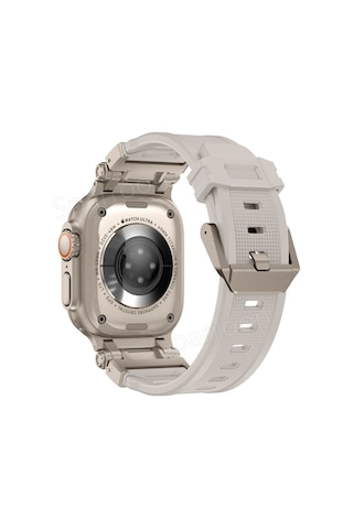 Apple Uyumlu Watch 42mm 44mm 45mm 49mm Titanyum Metal Bağlantı Kitli Silikon Kordon 101
