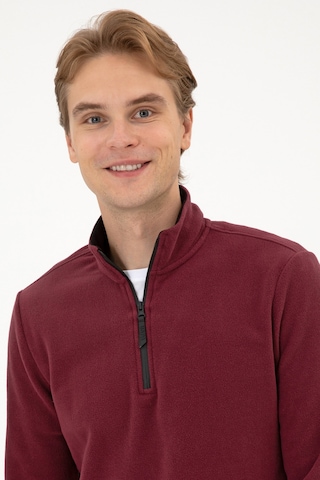 U.S. Polo Assn. Erkek Regular Fit Koyu Bordo Polar Yarım Fermuarlı Basic Sweatshirt 50313777-VR177