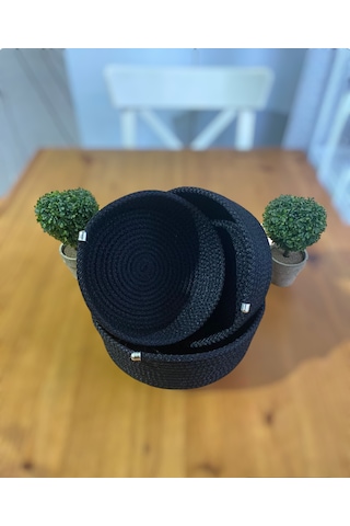 Kordon İpten Çok Amaçlı 3 'lü Sepet 17x5-19x6-21x7 Siyah