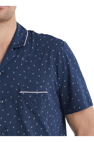 Blackspade Erkek Kısa Kol Gömlek Yaka Önden Düğmeli Lacivert Pijama Takımı C1t6n4o04 001