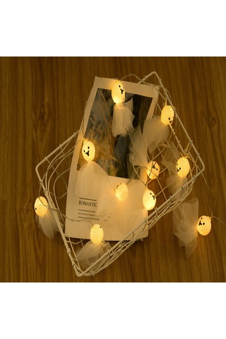 Suofeng Halloween Dekoratif Işık Zinciri 10 Led Fantom/kemik/örümcek Desenli Pil Yok Duvar/veranda Süsü