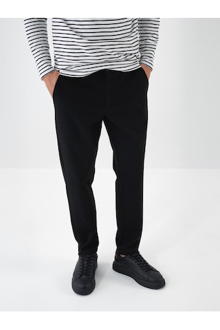 Siyah Pamuk Dokulu Slim Fit Jogger Pantolon 380180 Siyah