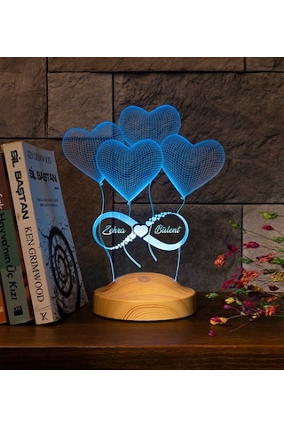Sevgililer Günü Hediyesi Kişiye Özel Sonsuz Aşk 3 Led Lamba