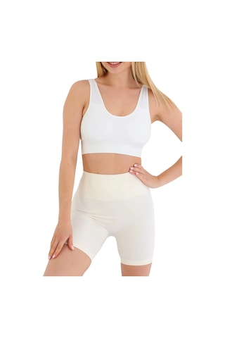 Fantazer Premium Göğüs Toparlayıcı Sarkma Önleyen Spor Günlük Kalın Askılı Pedli Fitilli Crop Büstiyer Beyaz
