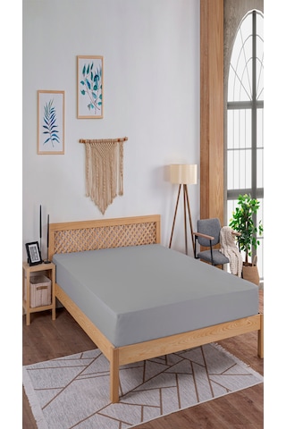 Penye Lastikli Çarşaf, 100 200 Tek Kişilik %100 Pamuk Örme Kumaş, 145 Gr/m² Gri