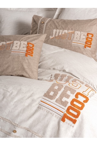 Cotton Box Mood Nakışlı Ranforce Çift Kişilik Nevresim Takımı Cool Kahve