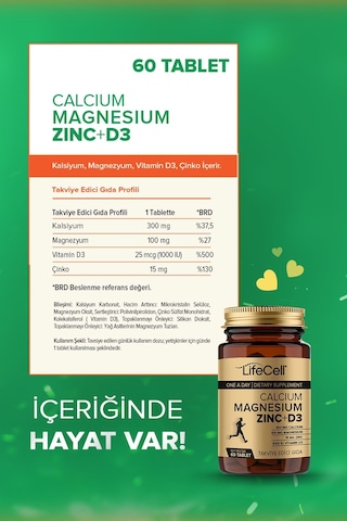 Lifecell Calcium Magnesium Zinc + D3 60 Tablet