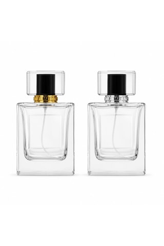 15 Adet Boş Cam Parfüm Şişe, 50 Ml, Damla Etiketli Kare Model, Şeffaf-fpd-60