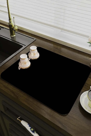 Siyah Sade Microfiber Bulaşık Kurutma Kurulama Matı Mm007