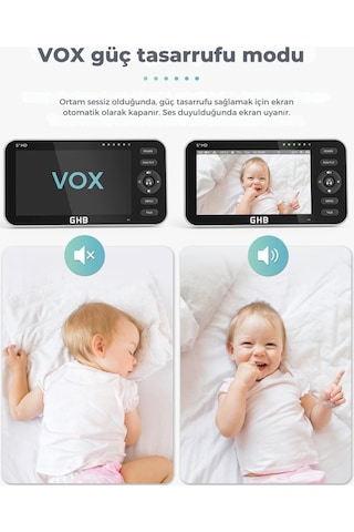 Ghb Bebek Monitörü 2 Kamera, 5 Inç 720p Hd Ekran, Vox Modu Kamera Sistemi