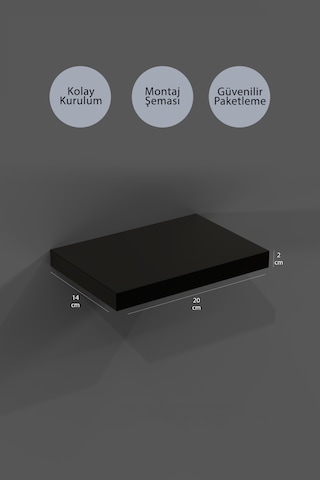 Yankı-BYEG 20 cm 7li Mat Siyah Mdf Duvar Rafı Gizli Bağlantı Çiçeklik