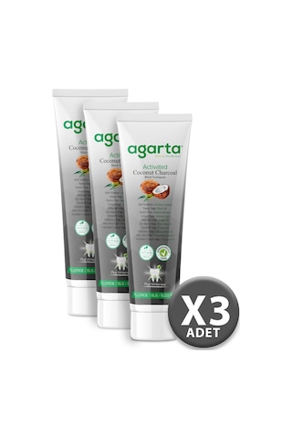 Agarta Doğal Hindistan Cevizi Özlü Aktif Karbon Diş Macunu 3 x 100 ML