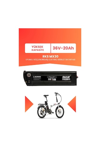 Rks Mx30 Uyumlu 36v 20ah Elektrikli Bisiklet Bataryası Siyah