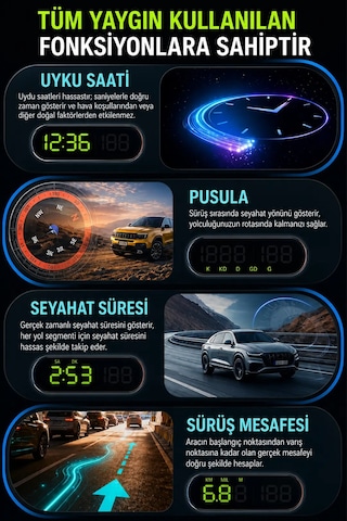 Ally G26 Gps Hud Oto Dijital Hız Göstergesi, Rgb Ekran, Pusula, Saat, Hız Uyarısı, Usb Type-c - Mh-hs1282-9001