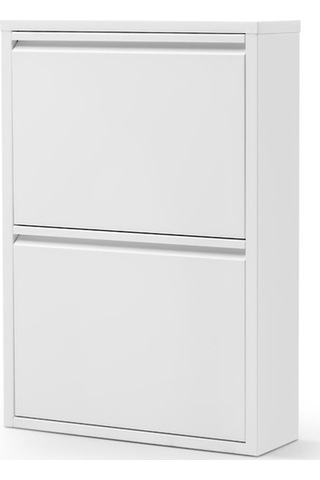 2 Raflı Metal Ayakkabılık Beyaz Ayakkabı Rafı Rehome