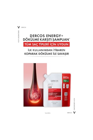 Dercos Energising Saç Dökülmesine Karşı Şampuan, Yeniden Dolum Paketi 400 Ml Tüm Saç Tipleri