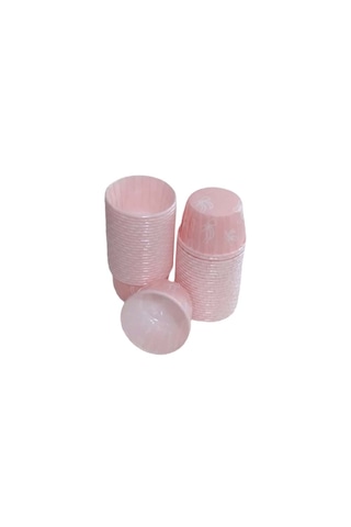 100 Adet Kurdele Desenli Pembe Büyük Boy Pet Kapsül Cupcake Muffin Kek Vb. Kalıbı Ebat: 6,7 Cm X 4 Cm X 5 Cm Fiyonklu Pembe