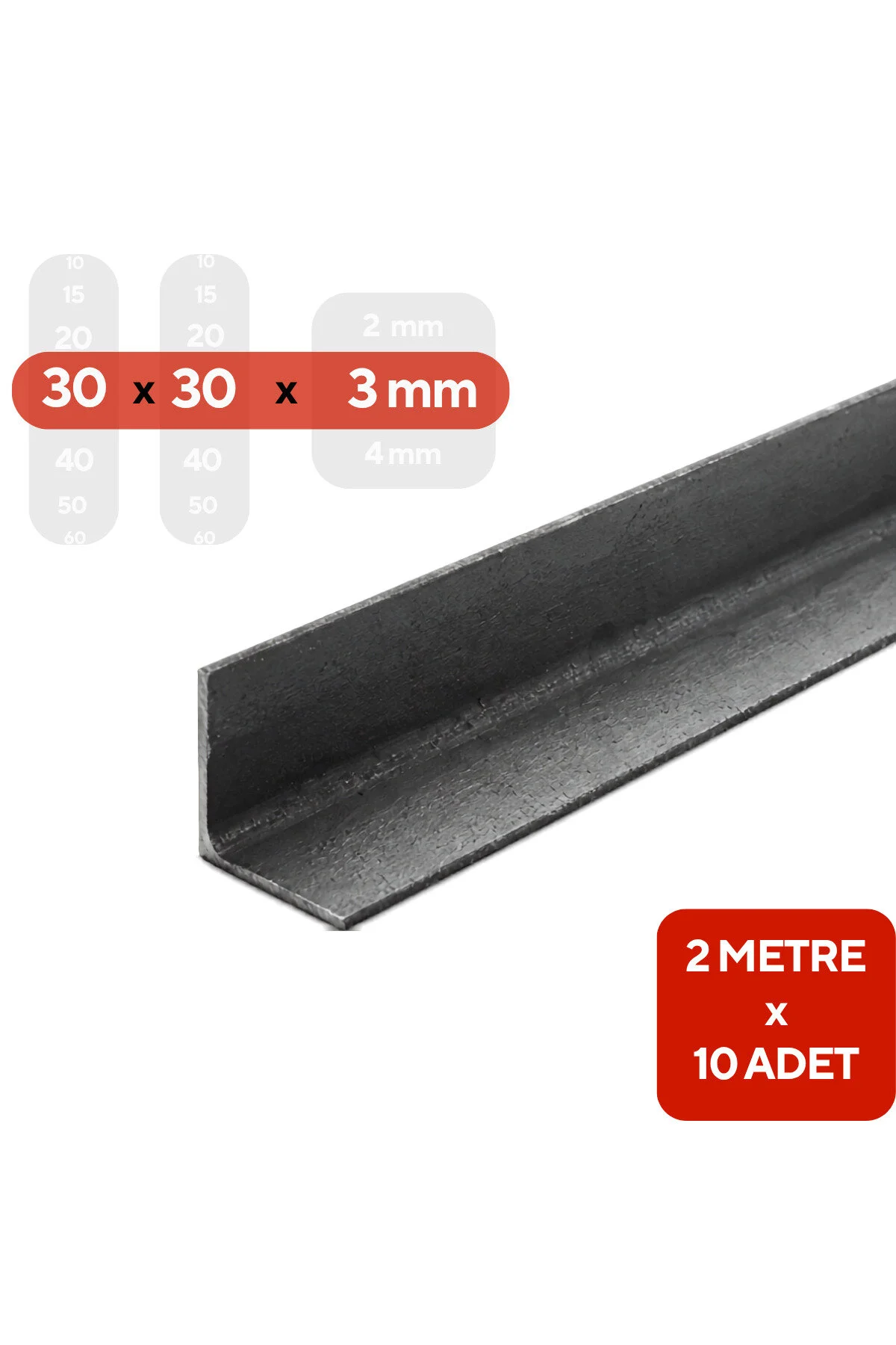 30x30x3 Mm L Köşebent Profil 2 Metre 10 Adet Kaynak, Metal İmalat Ve Raf Sistemleri İçin