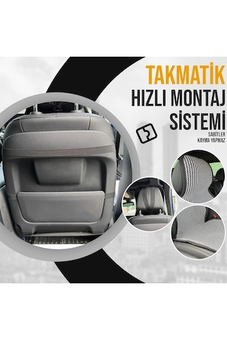 Oto Koltuk Koruyucu Kılıf Çizgili Füme Beyaz Universal 2+1 Parça Ön Arka A+ Kalite