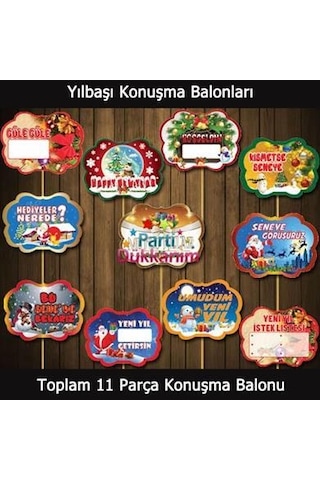 Yılbaşı Konuşma Balonu 11'li Karışık Komik Yazılı Parti Seti